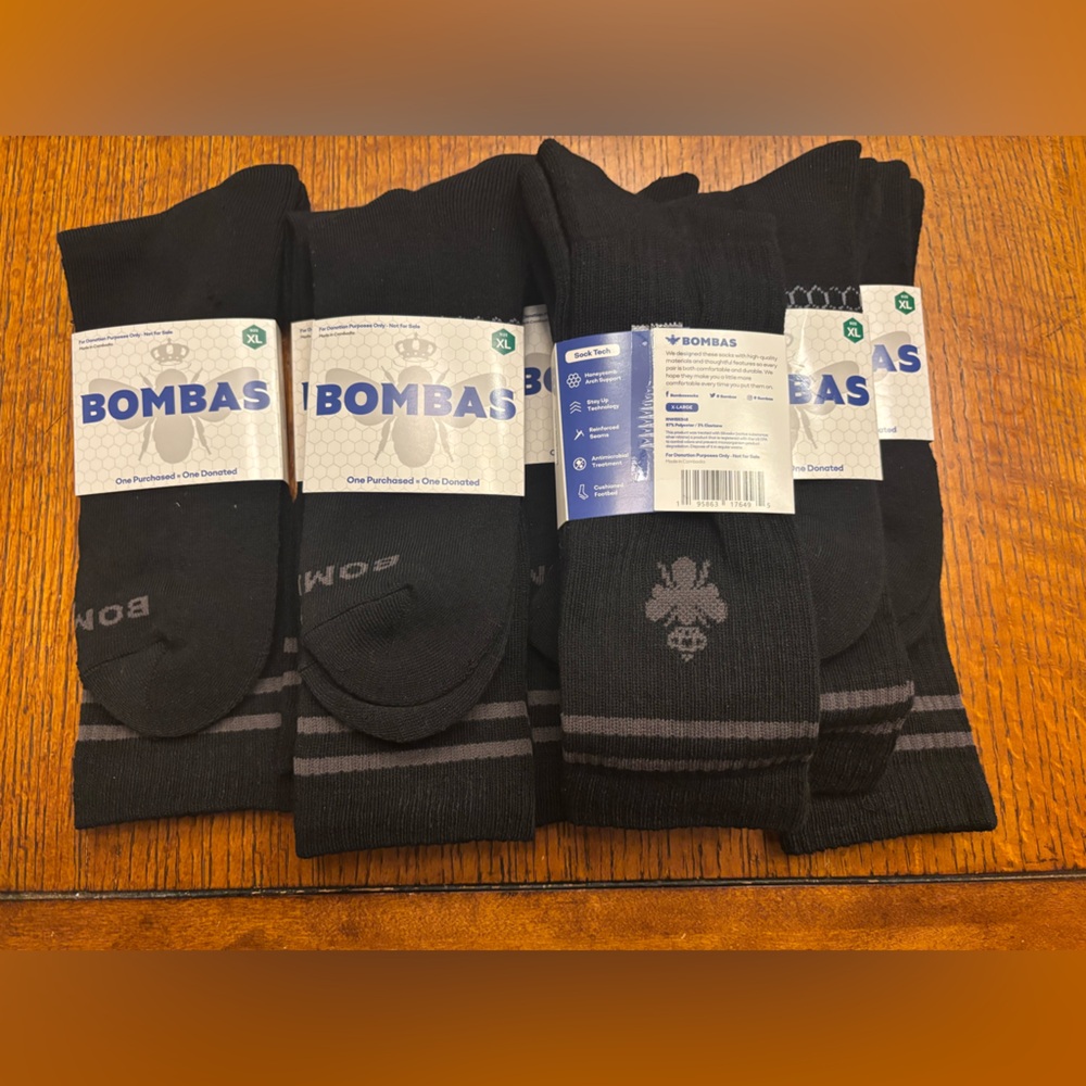 7 Bombas Men's Black and Gray Casual Socks XL - LOT OF 7!